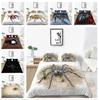 3D Spider Series Bedding Set Scary Worm Down Quilt and Pillow Case 2/3 Pieces of Microfiber Fabric Full Size Washable Home Decoration