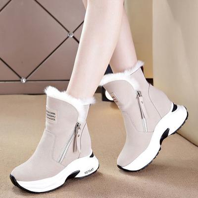 Women 'S Snow Boots  Winter Woman Wedges Platform Shoes Thick -Soled Plus Velvet Thick Warm Mid Calf Short Boot Botas De Mujer