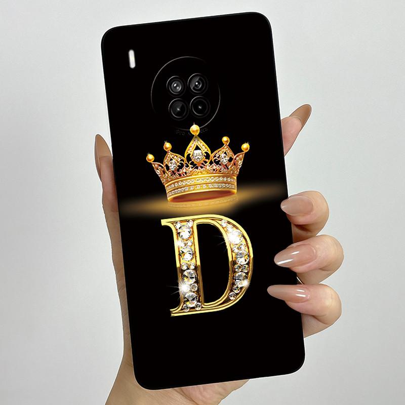 For Huawei Nova 8i Honor 50 Lite Crown Initial Letter Couple Phone Case Nova8i Honor 50Lite Soft Silicone TPU Protective Casing