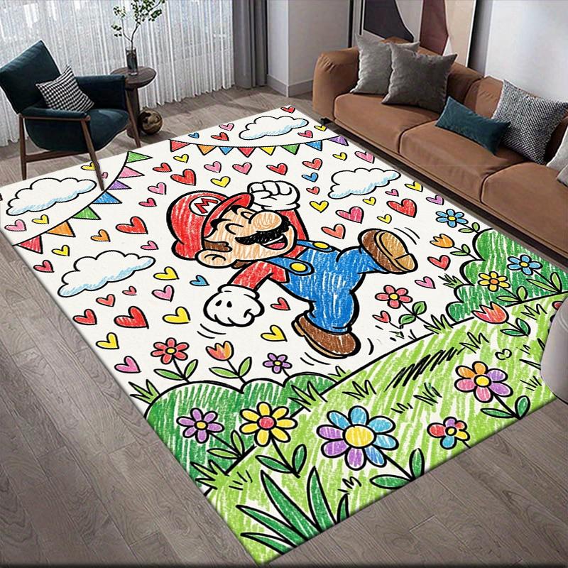Mario Crayon Drawing Style Area Rug, Mario Fan Soft Carpet, Great Gift.chl 60x90cm