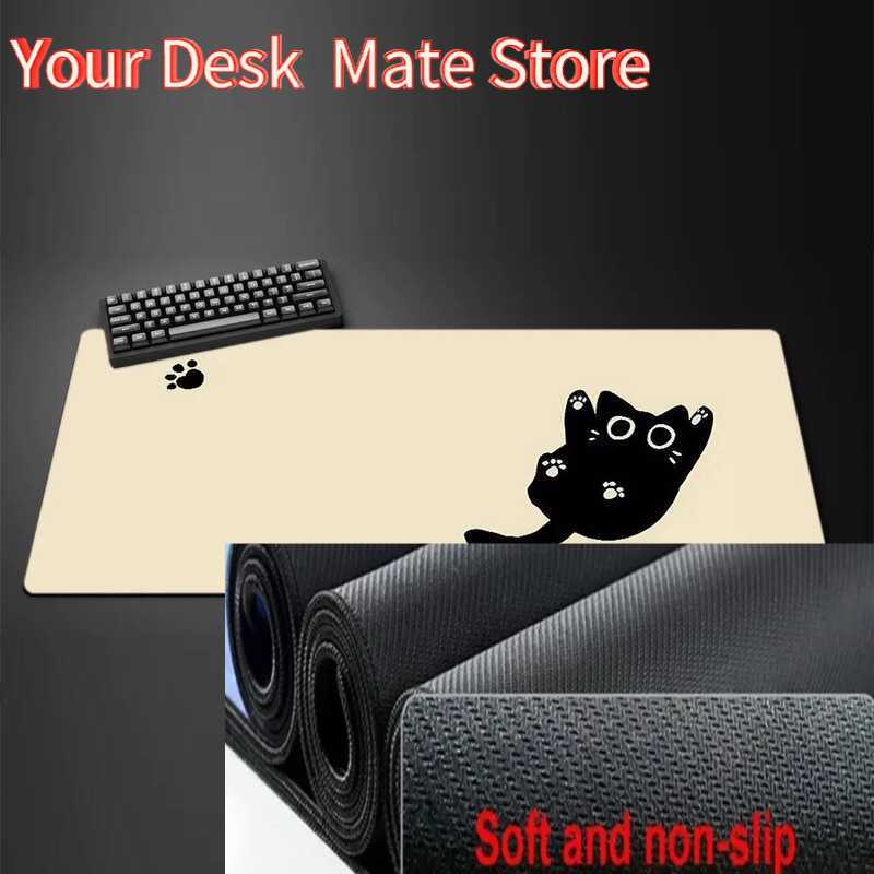 Cute Kawaii White Cat Anime Mouse Pad Large Computer Off Game Table Mats XXL Ruer Anti-slip Gaming Keyboard Long Desk Pads