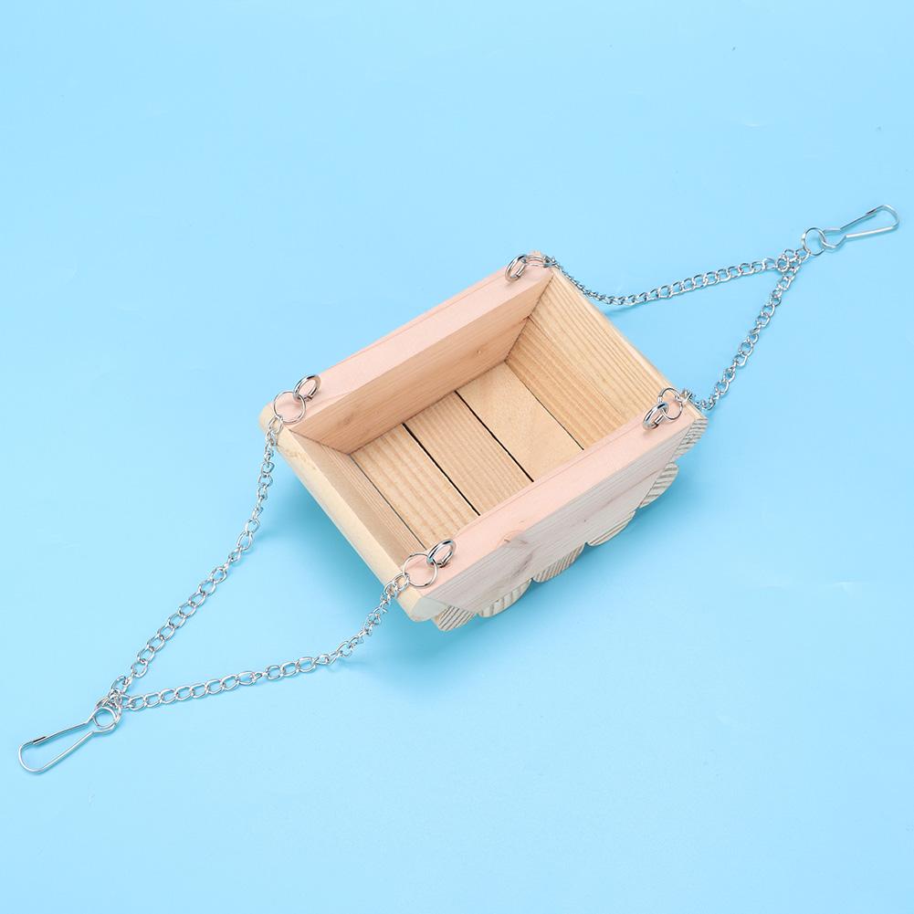 Wooden Small Pet Swing Hanging Boat Toy with Chain for Hamster Hang On the Cage Top
