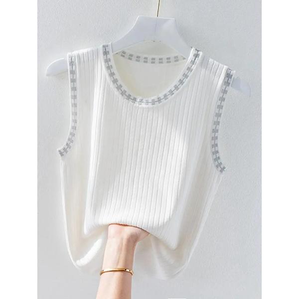 WTEMPO White Camisole Vests for Women Spring Autumn Suits Base Bottoming Shirts Backless Sleeveless Ice Silk Knitted Tops