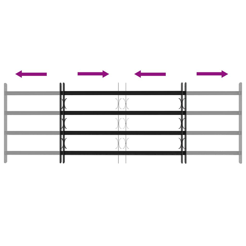 Window Security Grille with 4 Horizontal Bars 3 pcs 93 174 cm
