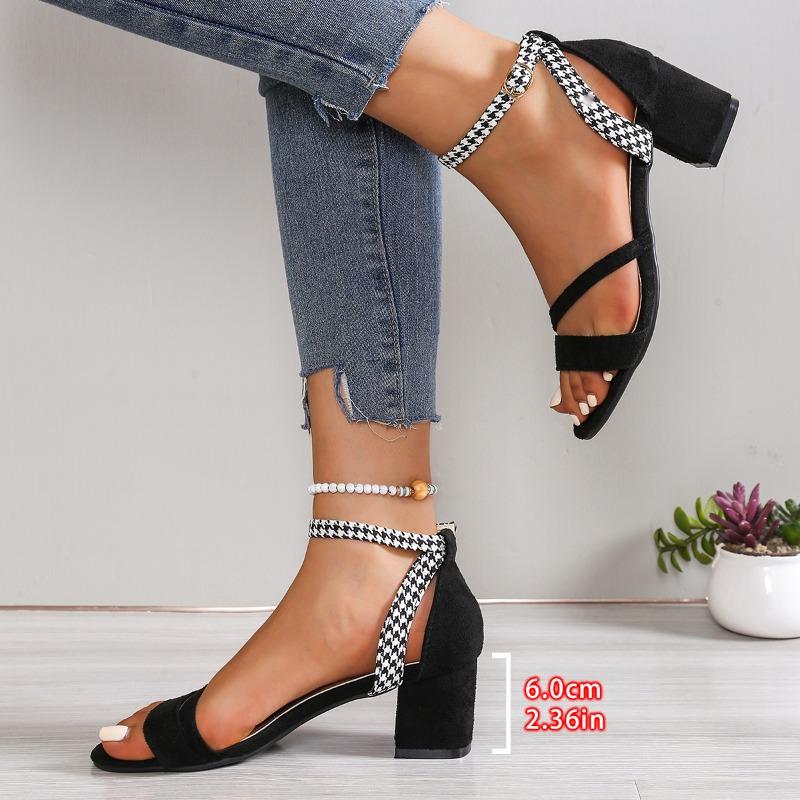 Fashion Women Heels Sandals New Summer Sandal Fashion Square Low Ladies Elegant Dress High Heels Sandal Shoes Outdoor Casual Slides