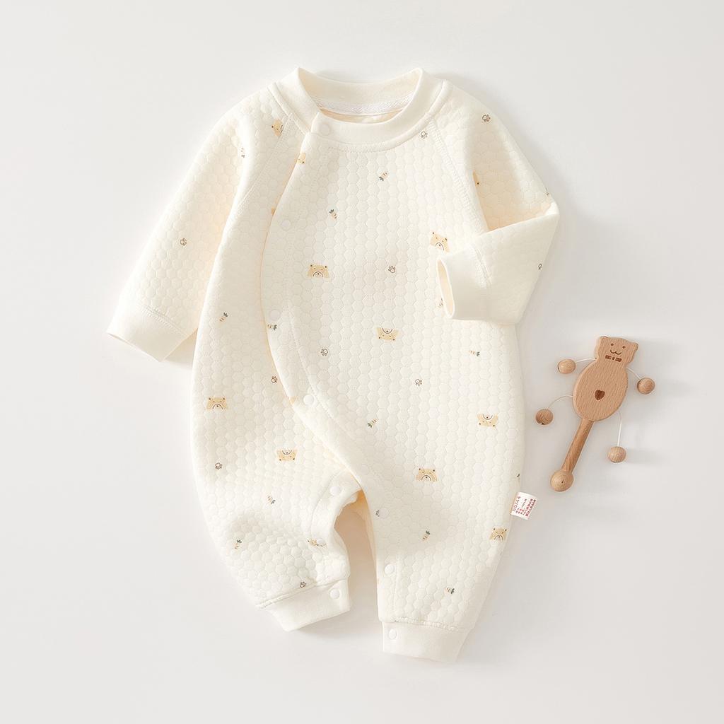 Newborn Infant Quilted Romper Warm Cotton Onesie Autumn Winter Baby Jumpsuit Soft Inner Wear Clothes