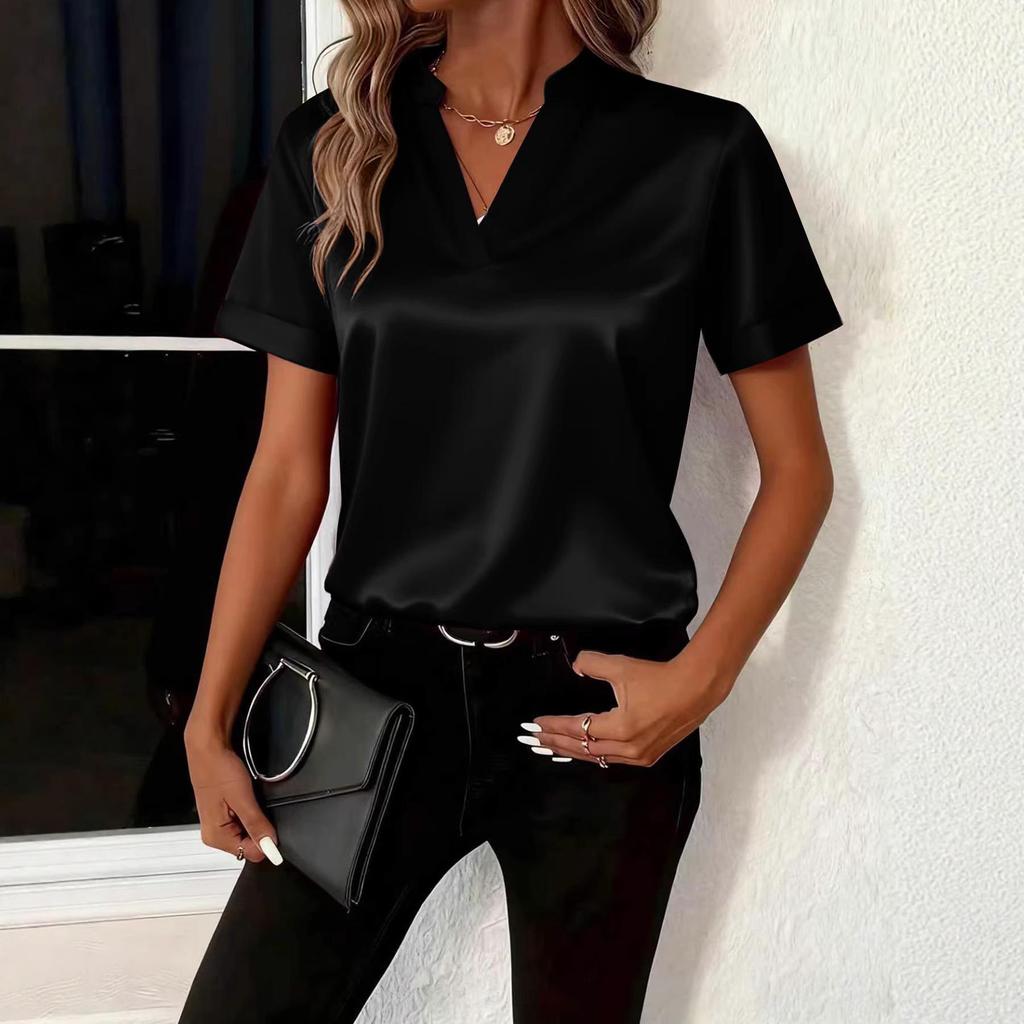 2026 Spring/Summer Women's Versatile V-Neck Loose Temperament Shirt