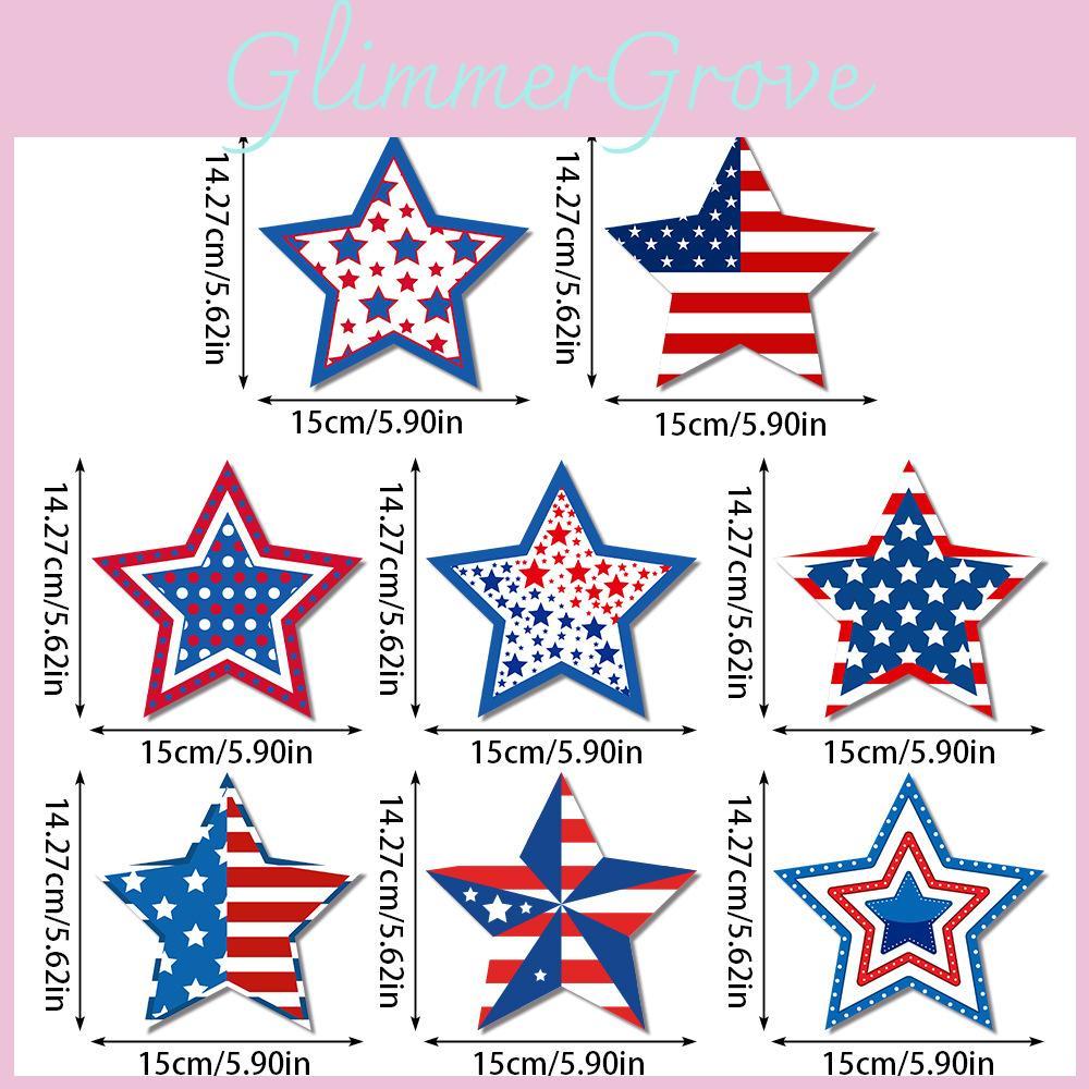 Day Independence Themed Star Shaped Hanging Ornaments Scene Props Arrangement