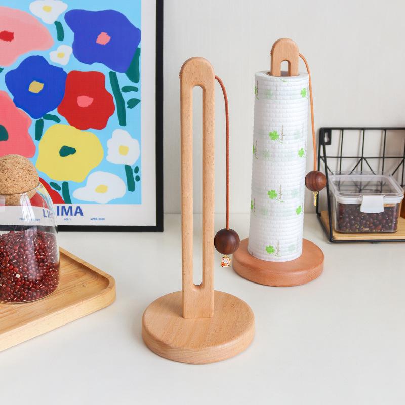 Dřevěný držák na papírové ručníky, odolný protiskluzový vertikální stojan na kapesníky, háček do kuchyně, koupelny, obývacího pokoje, restaurace