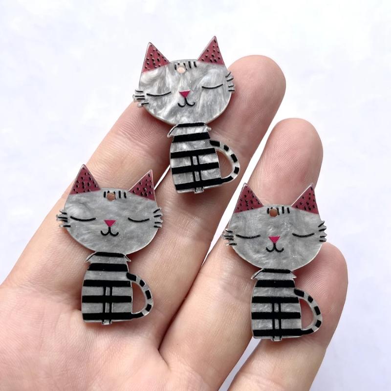 6 pieces mix kawaii  cute cat flat embellish diy jewelry necklace embellish Pendant hair accessories