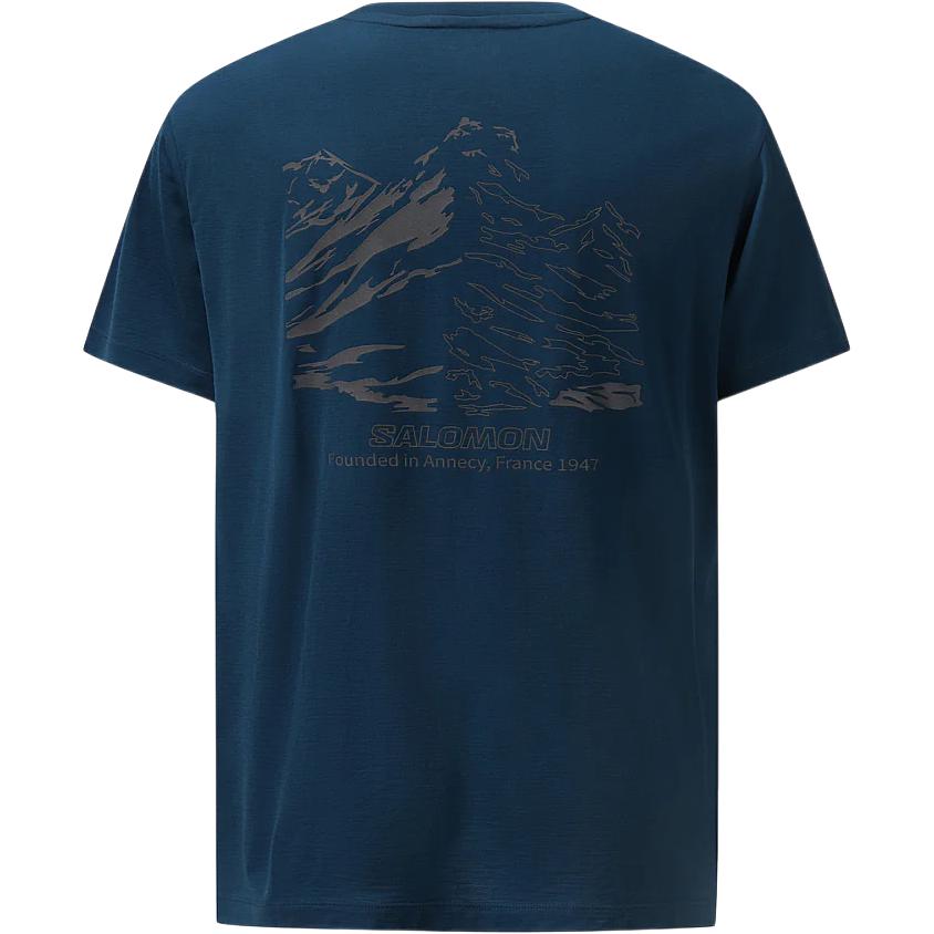 SALOMON Letter Logo Round Neck Short Sleeve T-Shirt Men Tops Dark-Blue C28082