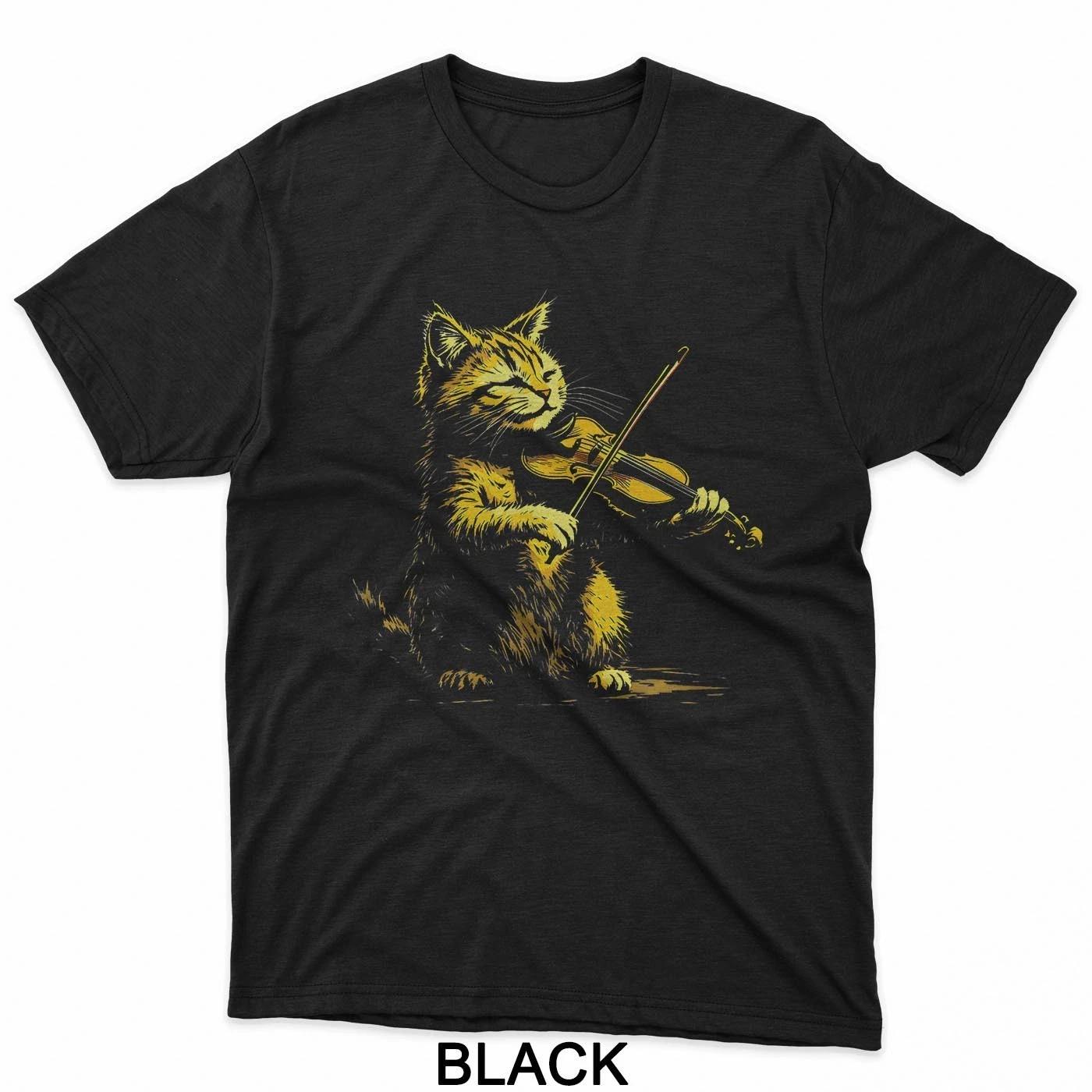Cat Playing Violin Viola Violinist T-Shirt S