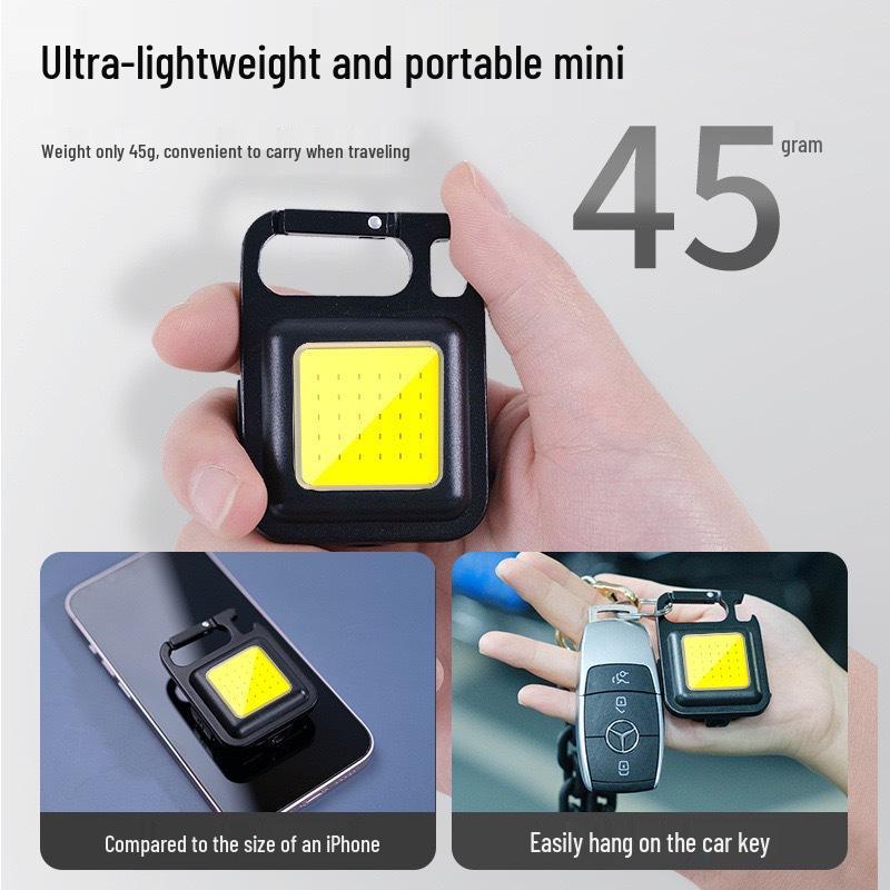 Mini COB Keychain Flashlight: Super Bright, Portable, Multifunctional, Strong Light for Outdoor and Emergency Use.