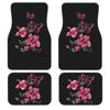 Hibiscus & Butterfly Car Floor Mats Full Set of 4,Black Vehicle Carpets Mat Car Floor Carpets Rugs ,Car Accessories