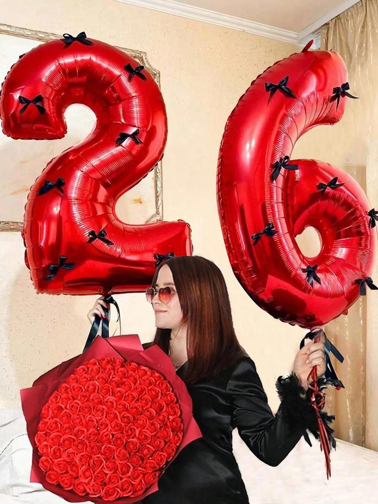 32inch Large Red Number Foil Balloons 0 1 2 3 4 5 6 7 8 9 Years Old Birthday Party Festival Wedding Party Decoration Balloon