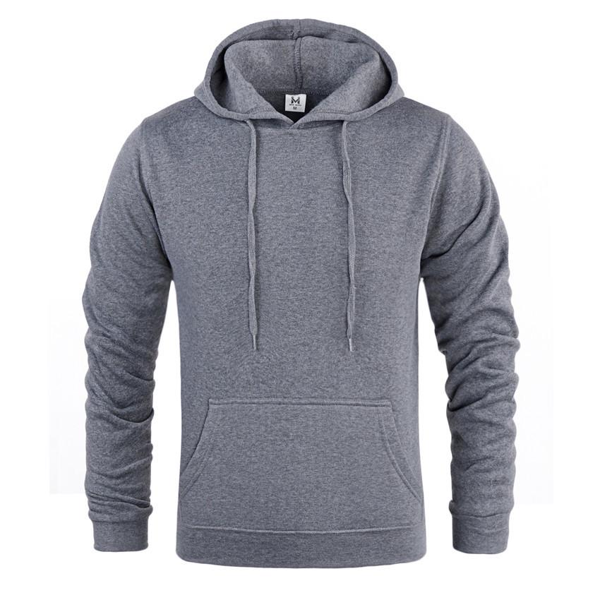 Unisex Solid Color Ribbed Cuff Hoodie Sweatshirt