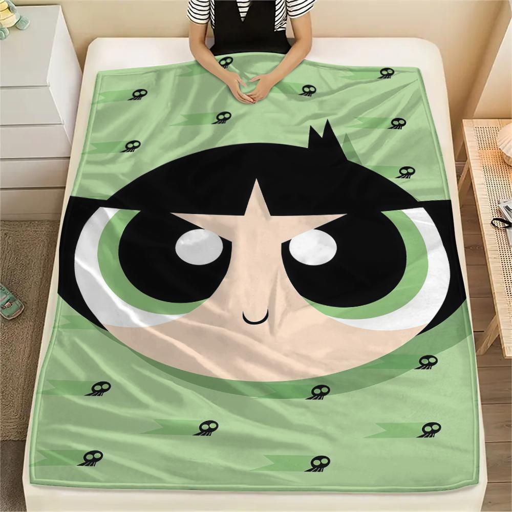 Powerpuff Girls Buttercup Cool pattern Flannel Blanket, High quality Comfortable for All Seasons, Home Decor, Warmth and Comfort, Perfect for Gifts.