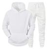 Mens Hooded Fleece Sweatshirt Set Solid Color Sport Tracksuit Winter Warm Long Sleeve Pants