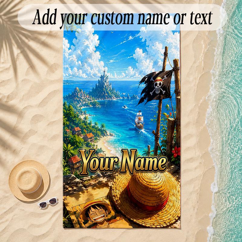 Beach TowelOne Piece Custom Name Text Personalized Soft Towel for Beach Pool Indoor Home Decor Gift