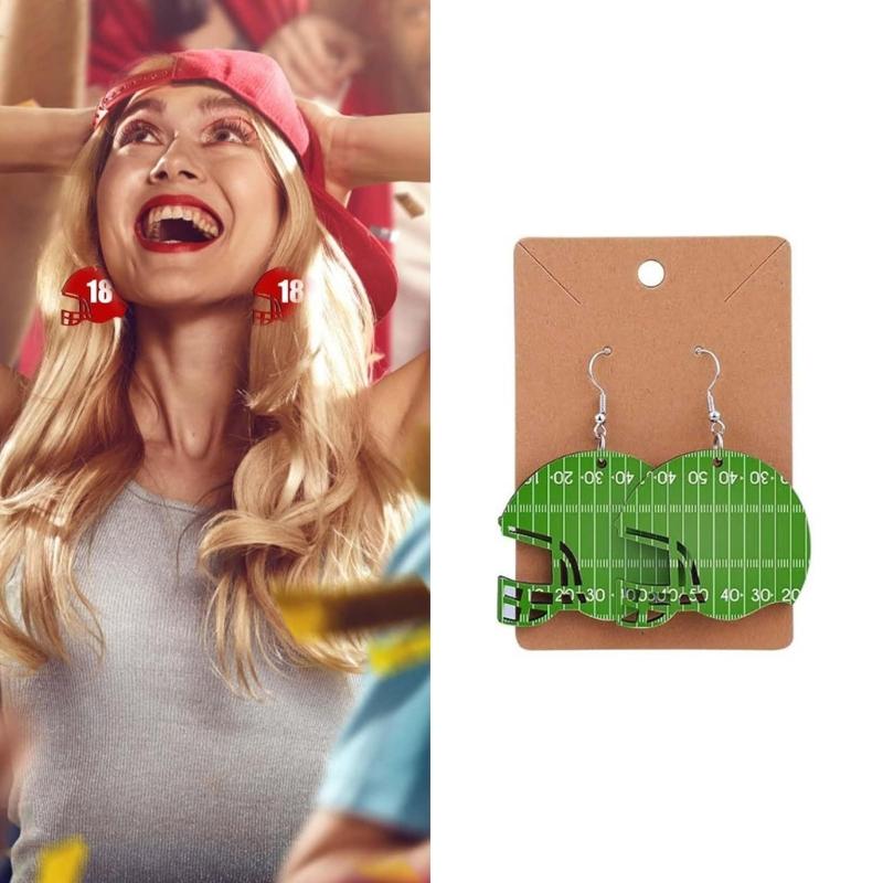 50 Pcs Sporty Sublimation Wood Earrings Football Ear Drops Unique Helmets Earwear Jewelry Accessories for Active Women