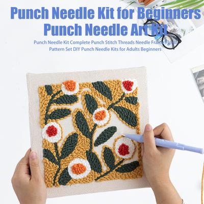 Kit de agujas de punzonado completo Hilos para punzonado Marco de agujas Juego de patrones florales