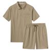 Herren Schnelltrocknendes Eisseiden Jogging-Set: Sommer Kurzarm-T-Shirt & Shorts, Lockere Passform