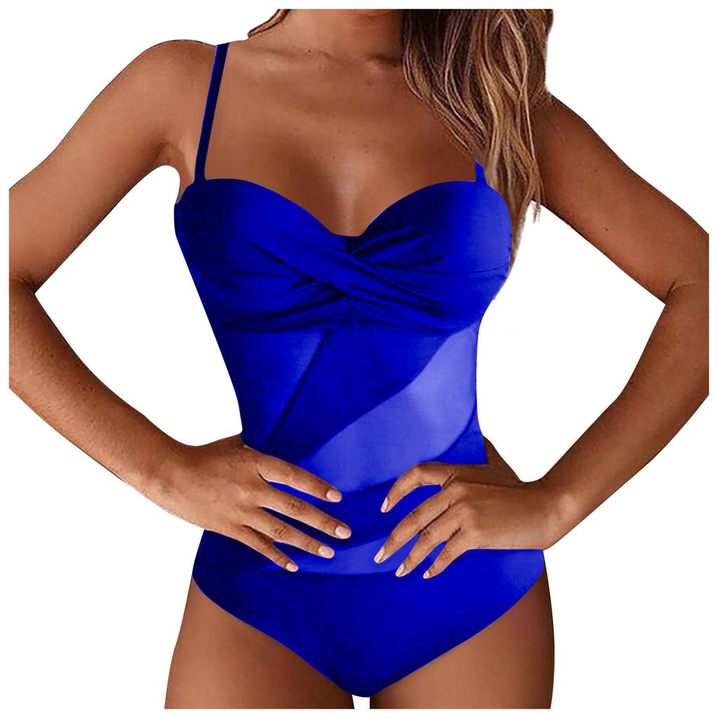Women's Color Sexy Mesh Patchwork Cutout Bikini Swimsuit