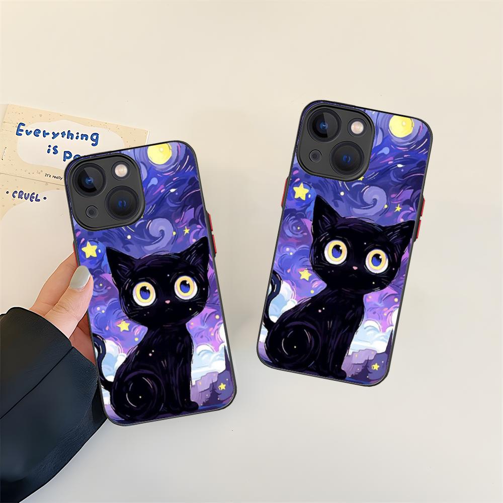 Luna Moon Cat Mobile Phone Case for iPhone 17 16 15 14 13 12 11 X XR XS 8 7 Air Pro Max Plus Mini Colorful Silicone Cover Cover