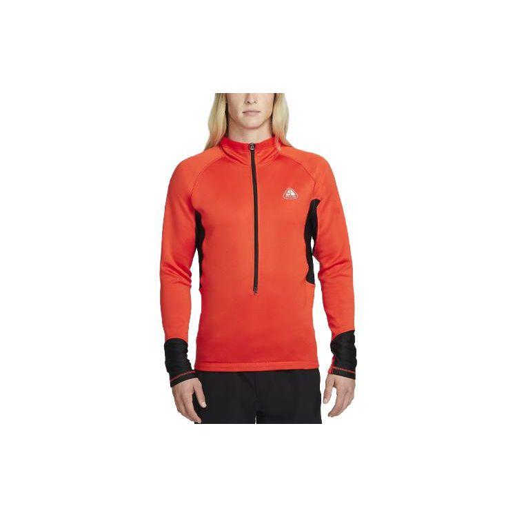 Nike ACG Logo Embroidered Color Block Sweatshirt Men Tops Orange DV9220-633