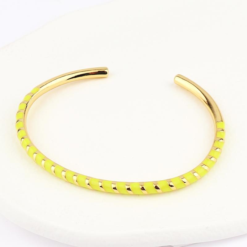 

Simple Fashion Thin Colorful Women Bangle Bracelet With Colored Enamel Band Open Bangles Fashion 2026 New Jewelry жёлтый