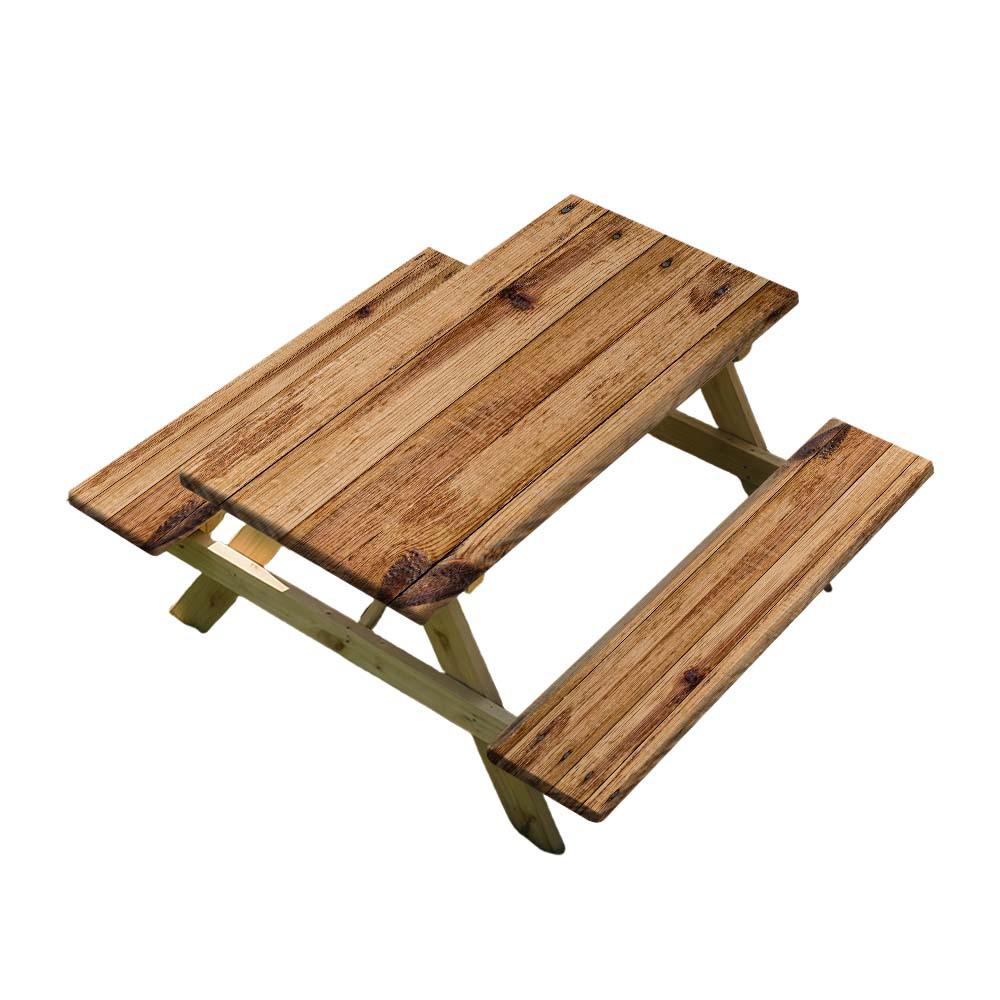 Elastic Wood Grain Outdoor Table and Chairs Cover Set (3-Piece)