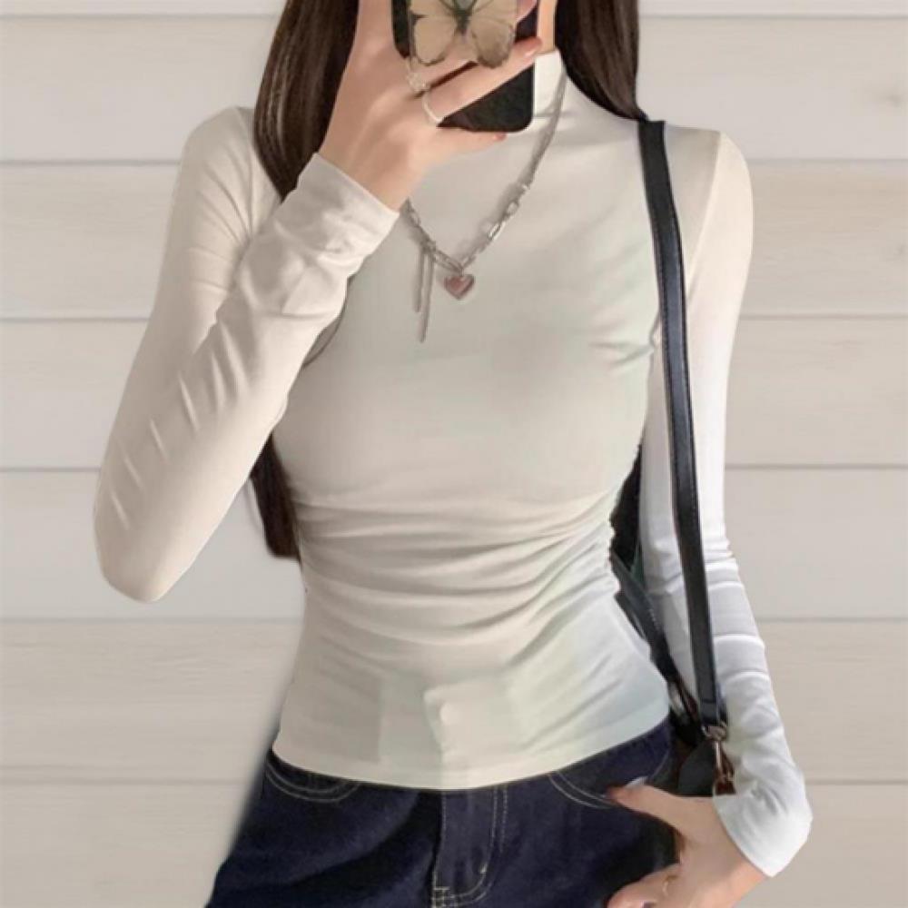New ArrivalS Open Run Women S Slim FiT Mock Neck Long Sleeve T ShirT wiTh waiST