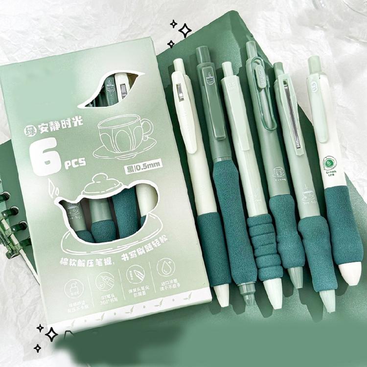 Pack of 6Pcs Retractable Gel Pen Quick Drying 0.5MM Office Writing Tool for Adult Student Writing Journaling