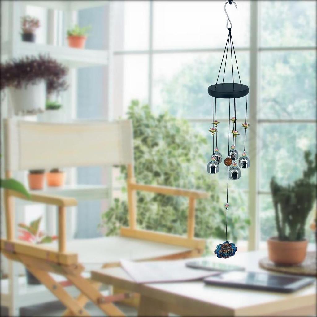 Colorful Lotus Bead Wind Chime with Owl Pendant – Perfect for Home, Balcony, or Courtyard Décor