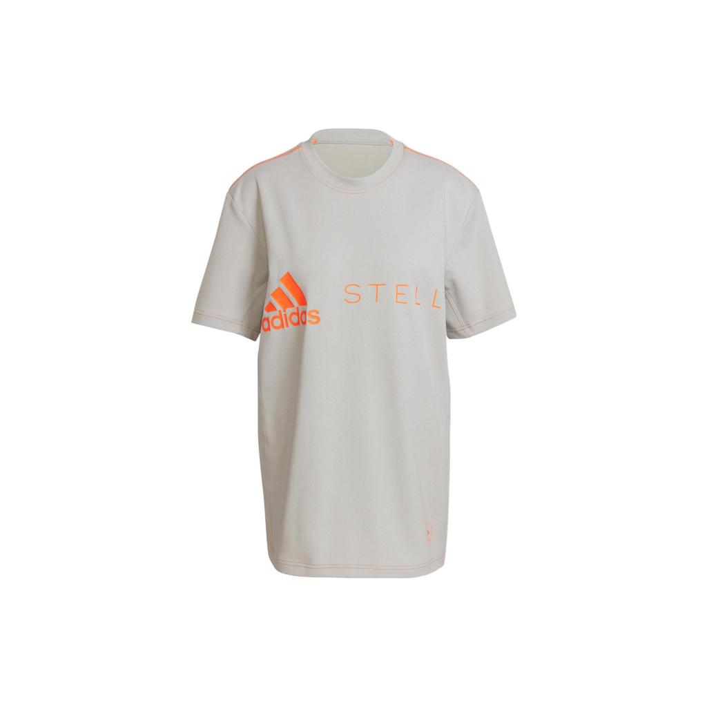 Adidas x Stella McCartney Collaborative Pure Letter Print Sports Casual Short Sleeve T-Shirt Women Tops Grey HB7404