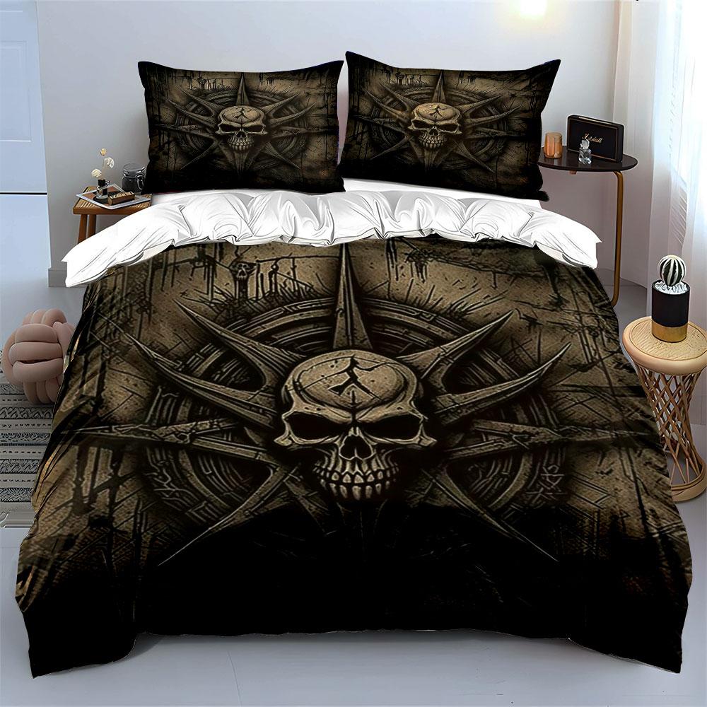 Skull with Spiked Compass. Bedding Sets Duvet Cover Sets Duvet Covers Pillowcases(1*Duvet Cover 2*Pillowcases Without Duvet Insert)