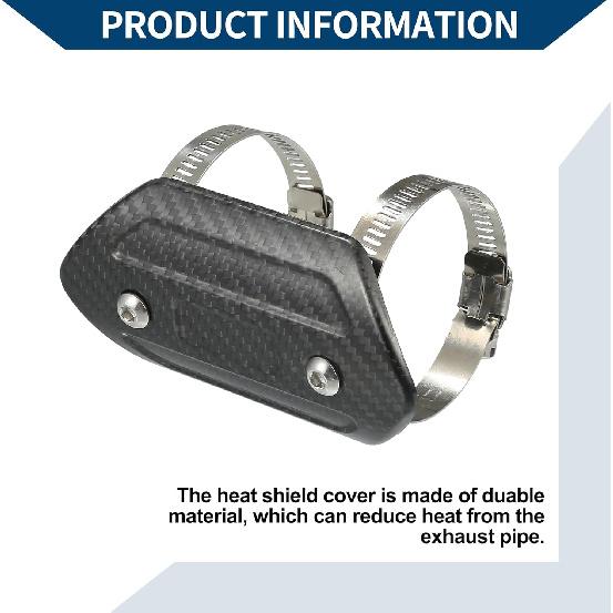 Muffler Heat Guard with Clamp/Exhaust Pipe Head Shield Cover for Motorcycle/Heat Insulation Carbon Fiber 110x58mm / 1 Set Black