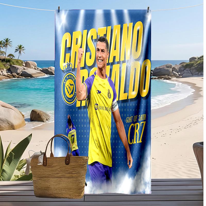 Cristiano Ronaldo Printed Beach Towel Quick Dry Soft TowelPortable Large Rectangular Beach Blanket for Travel Swimming Pool