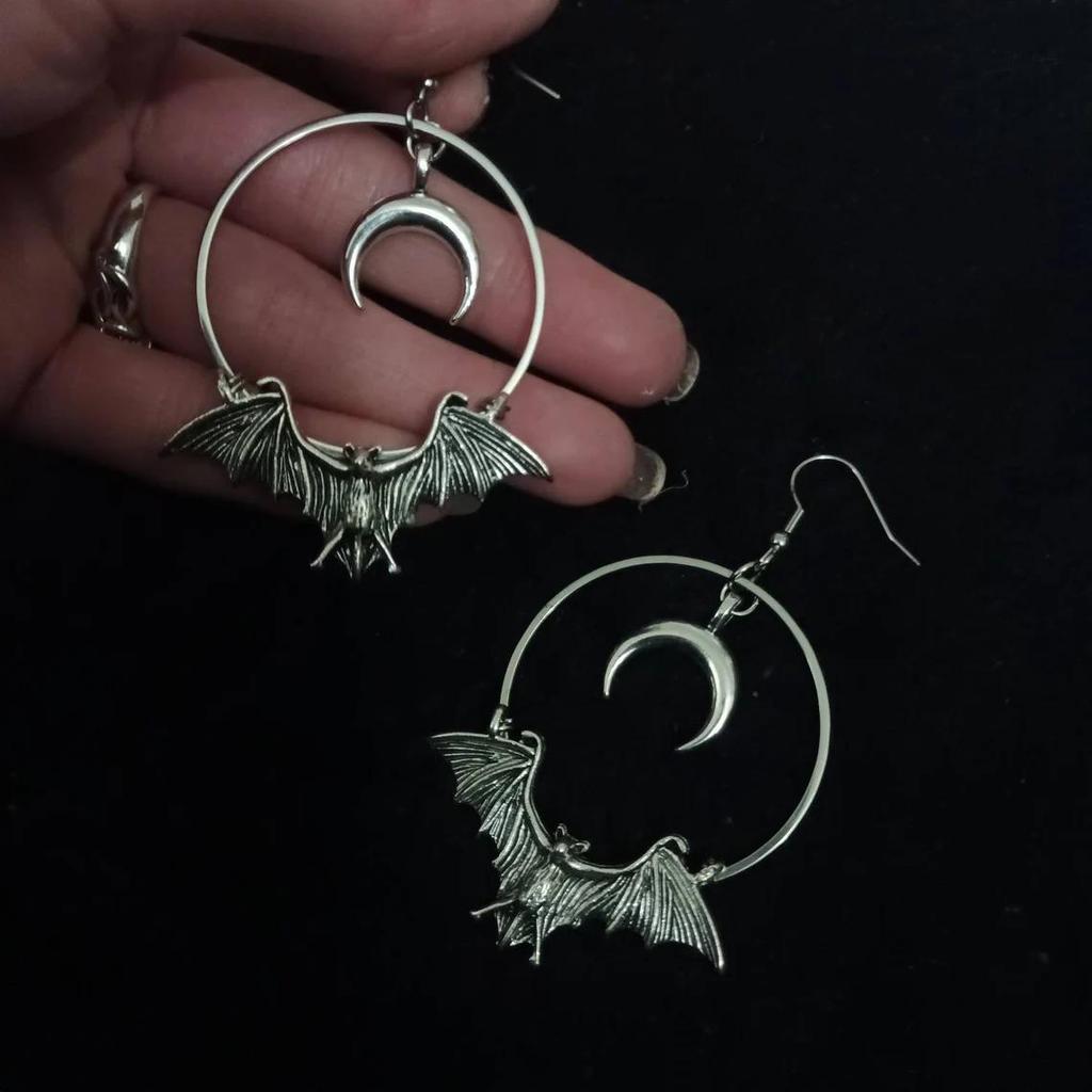 Gothic Vampire Moon Bat Witch Earrings - Alternative Jewelry & Gifts