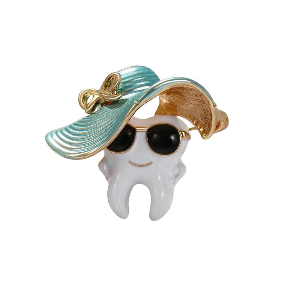 Cartoon Cool Tooth Brooch Zinc Zinc Zinc Alloy Hat Teeth Brooch Fashion Clothing Corsage Banquet Party