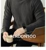 Men's Lazy Style High Neck Sweater - Lyocell Wool Blend Jacquard, Autumn Winter Warm Knitwear