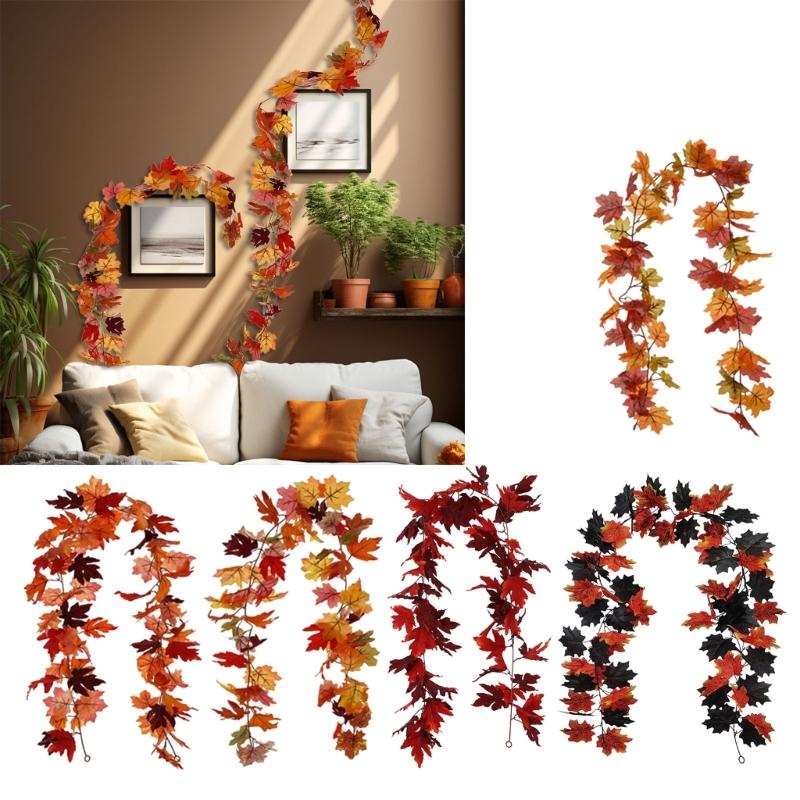 2Pcs Artificial Leaves Vine Hanging Plant for Thanksgiving Decoration, Artificial Vine Autumn Festival Decoration