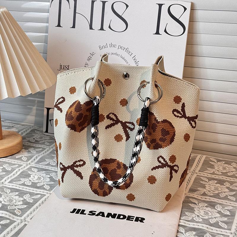 Handtasche mit großer Kapazität im japanischen und koreanischen Strickstil - Tragbare, pendlerfreundliche Tragetasche mit einem kleinen quadratischen Design für diverse Gegenstände