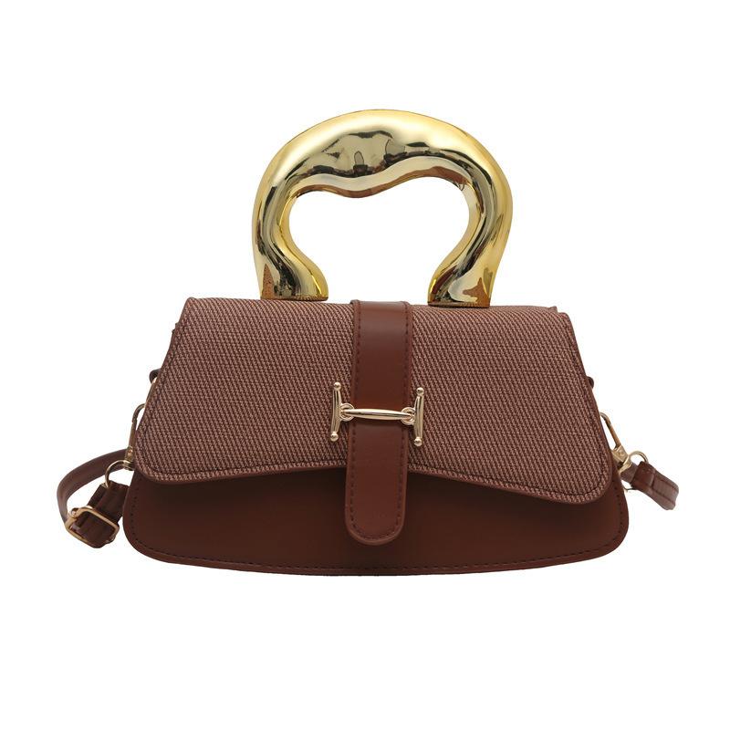 Fresh Splicing Belt Decoration 2025 New Women's Texture Large Capacity Metal Portable Crossbody Shoulder Armpit Bag