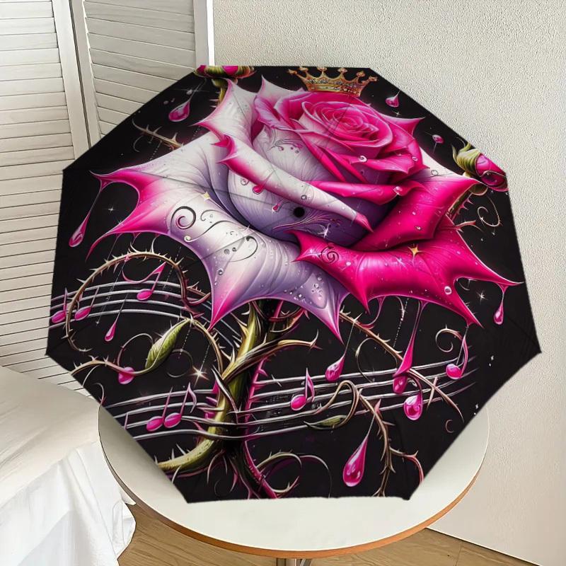 

1pc Royal Rose Melody Umbrella with Plastic Handle,Suitable for All Seasons Home Travel Outdoor UmbrellaDD1817