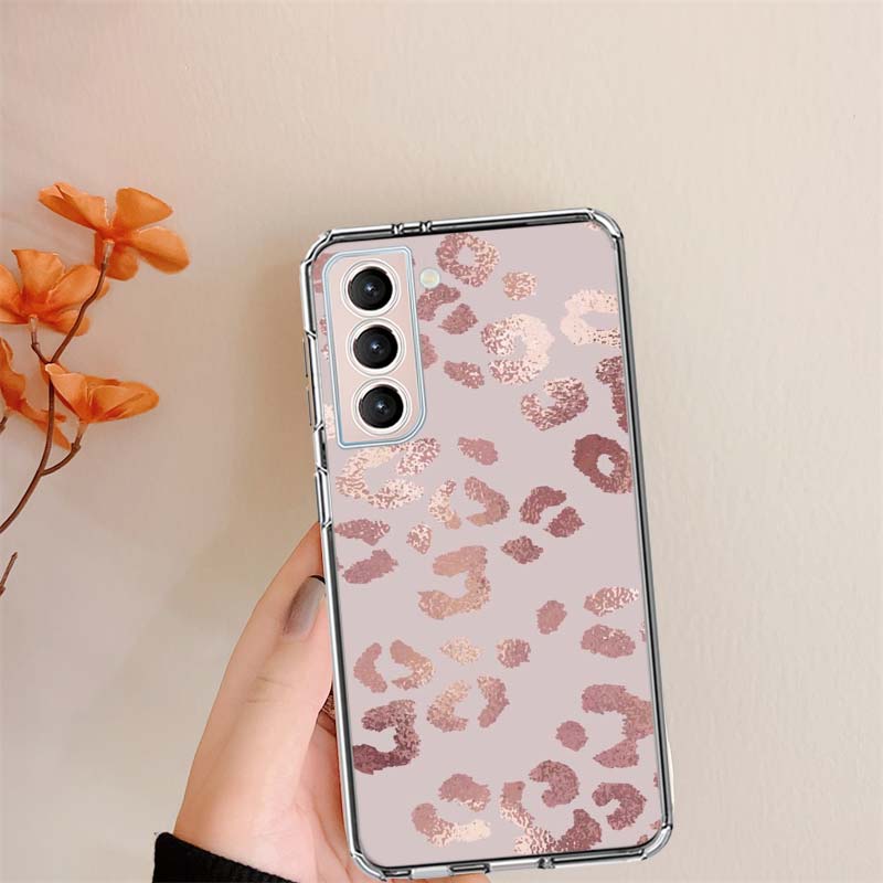 

Leopard Print Pink Clear Phone Cases for Samsung S26 Ultra Galaxy S25 Edge S24 S23 FE S21 Plus S20 S22 S10 Cover Patterned Compa Samsung S23 Plus