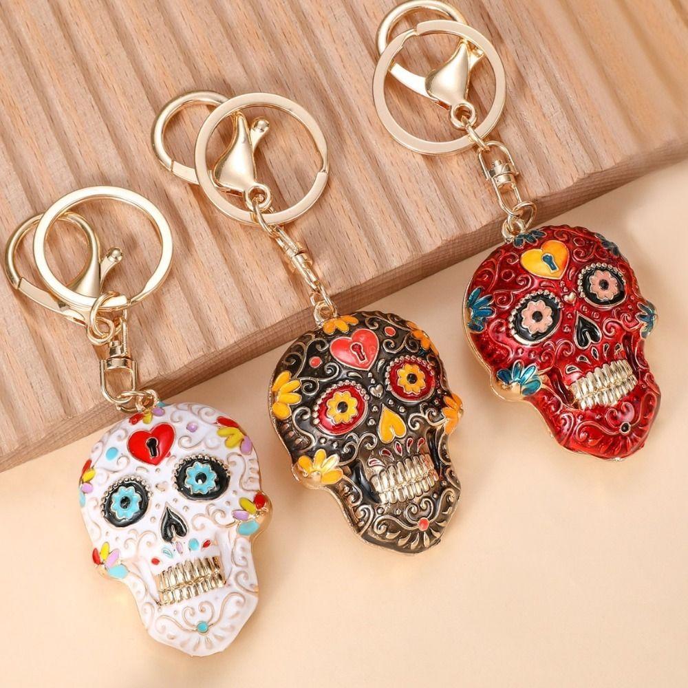 With Buckle Skeleton Keyring Mandala Skull Key Chain Pedant Creative Skull Keychains  Car