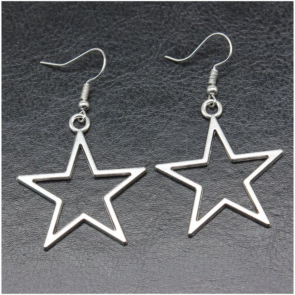 Collana Pendente Stella Argento Vintage Alla Moda For Men And Women In 36x33mm Size