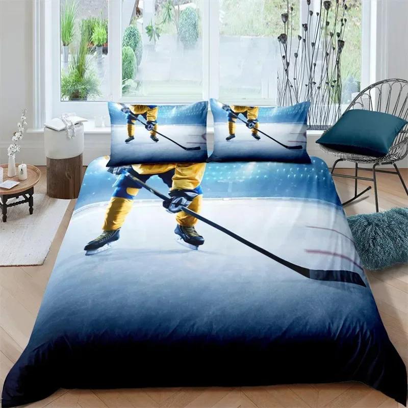Ice Hockey Duvet Cover Hockey Comfortable Duvet Quilt Cover Pillowcase Bedding Set Children Bedroom Decoration Home Textile