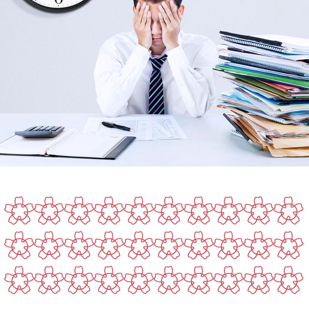 30ks sponky na papír Roztomilé červené třešňové květy Tvarový kolík pro klasifikaci souborů